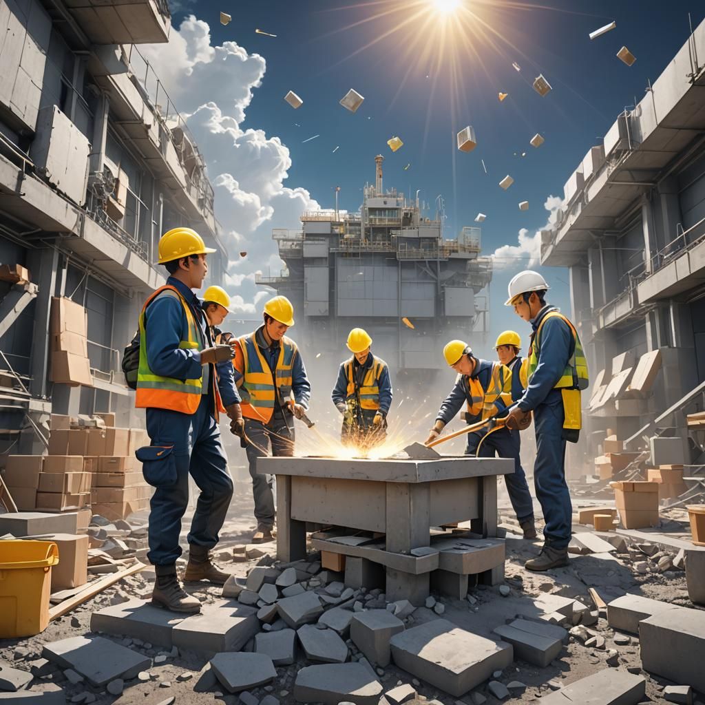 3D Anime Labour Day Card in Psychedelic Style