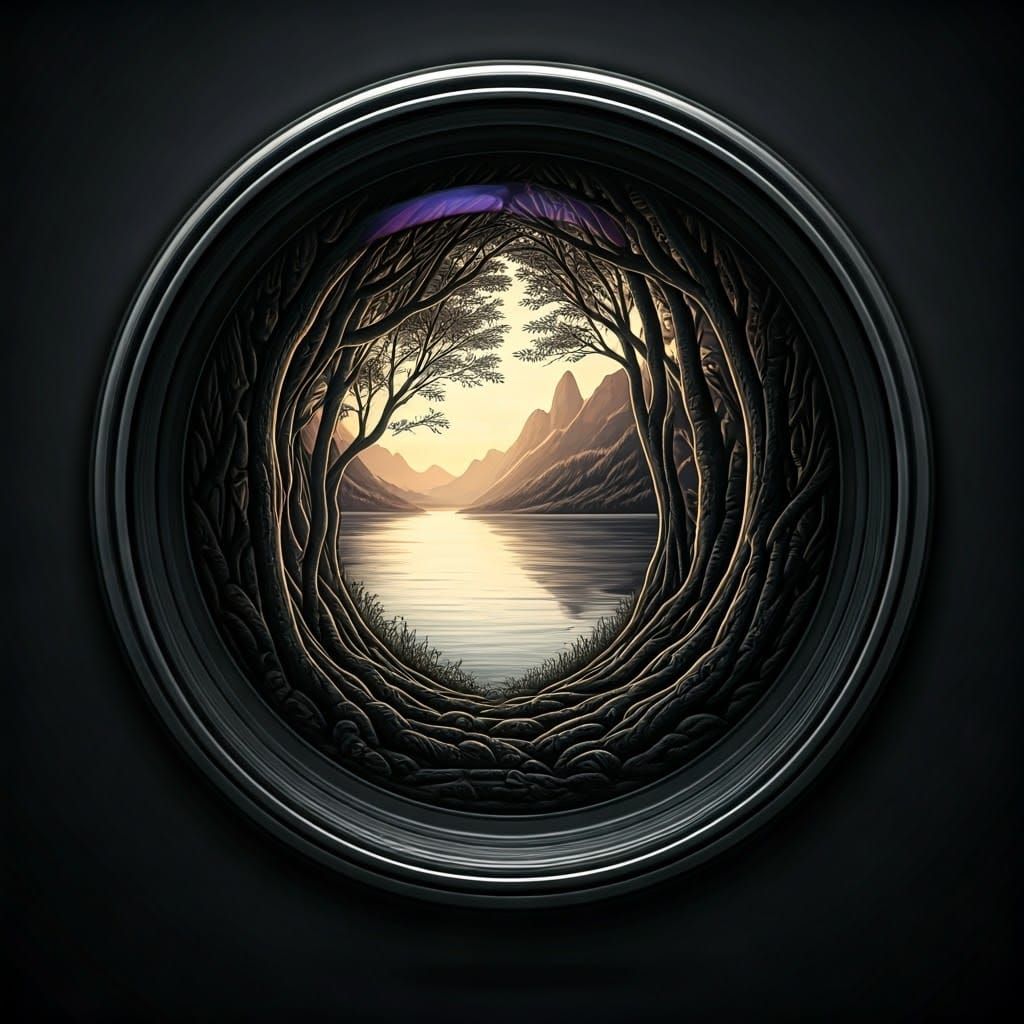 Visionary Lens in Oil and Ink Illustration