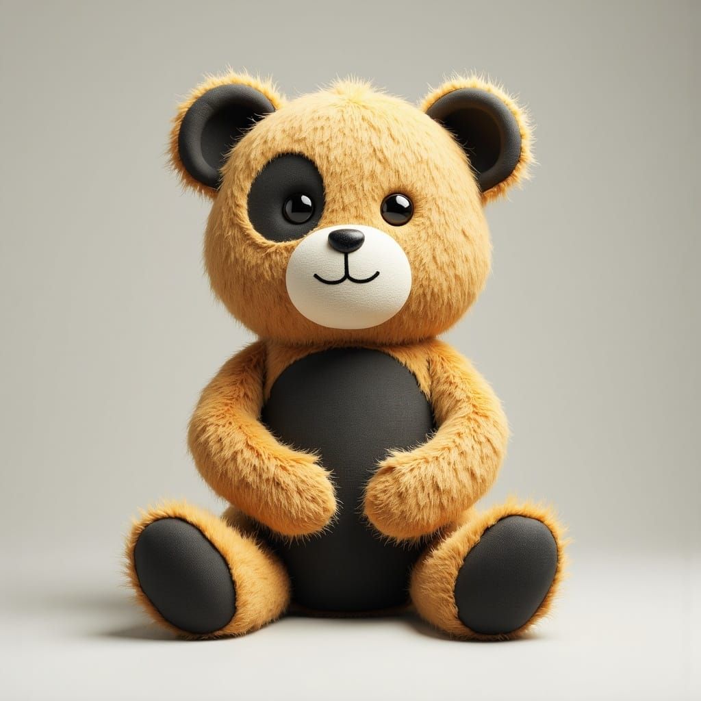 Isometric 3D Stuffed Bear with Button Eye