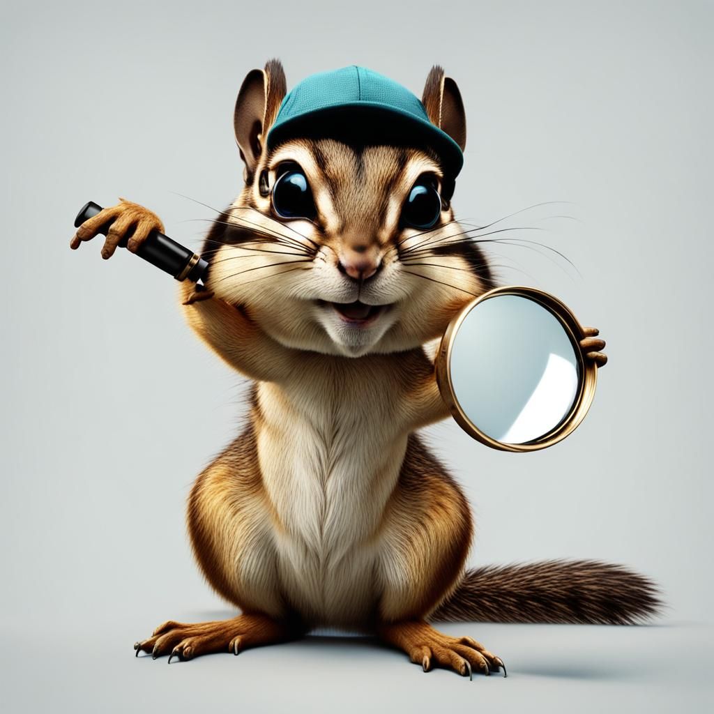 Chipmunk Detective: Detailed Matte Painting in 8K