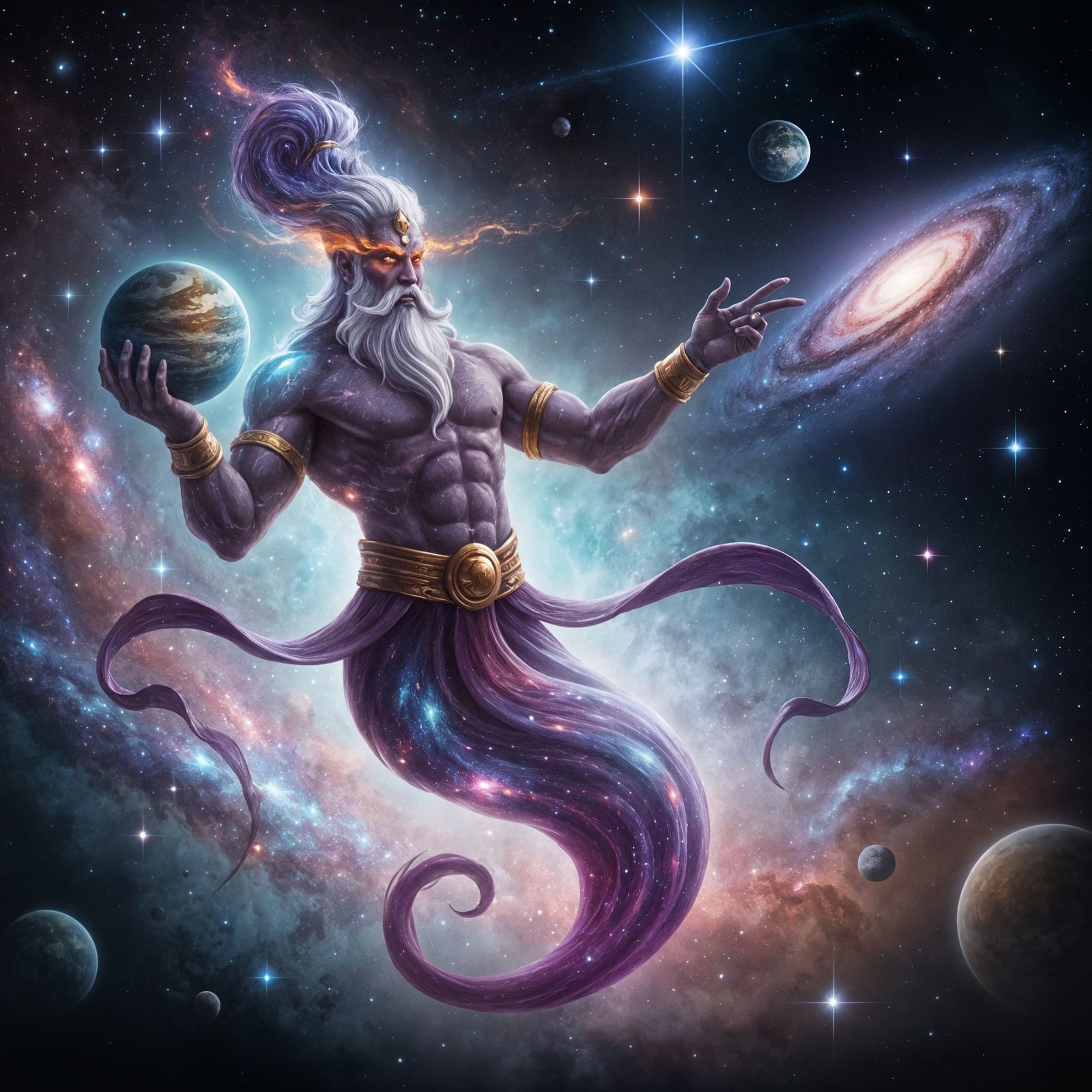 Cosmic Genie Emerges from Nebula Holding Planet