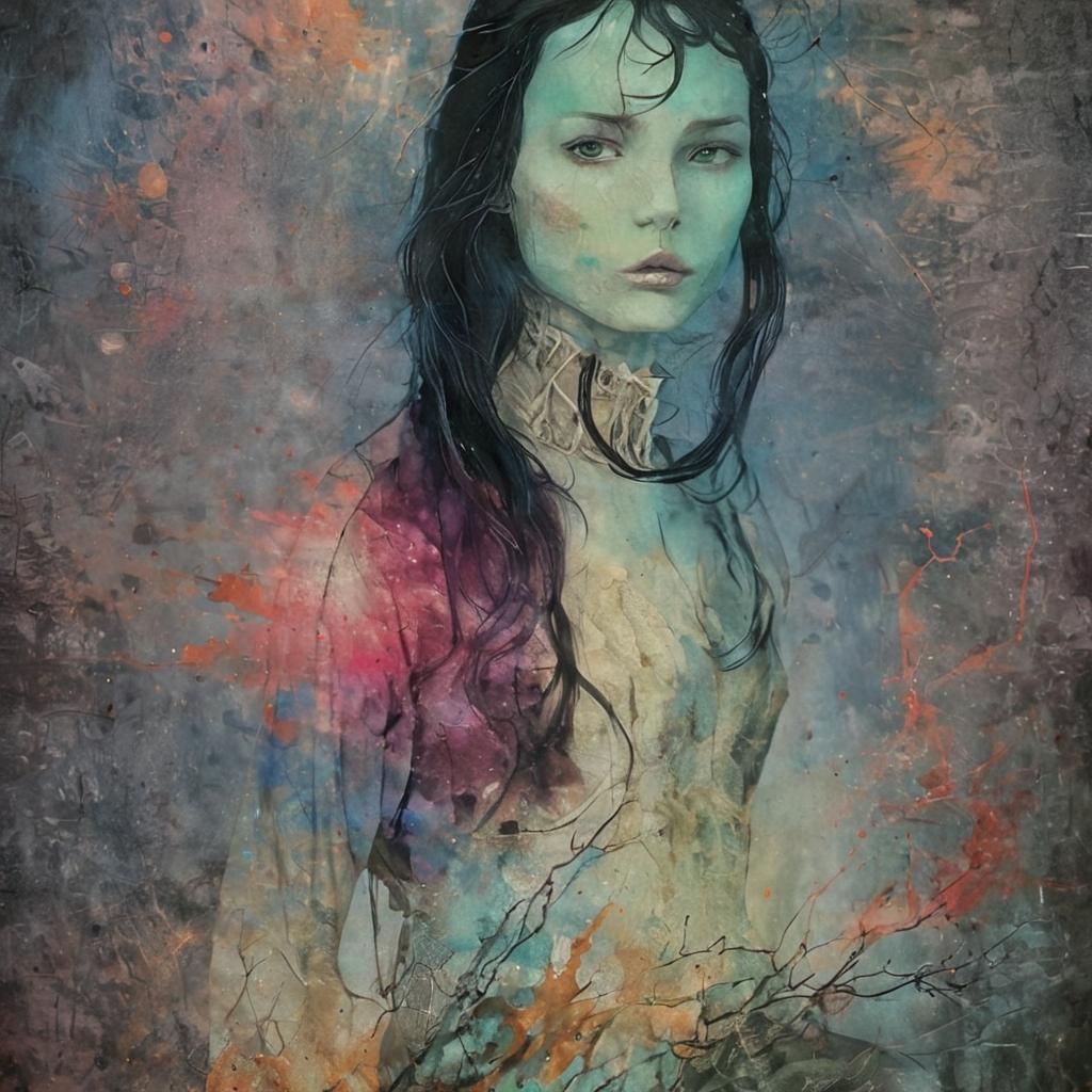 Angry Niflheim Banshee in Alcohol Ink Style