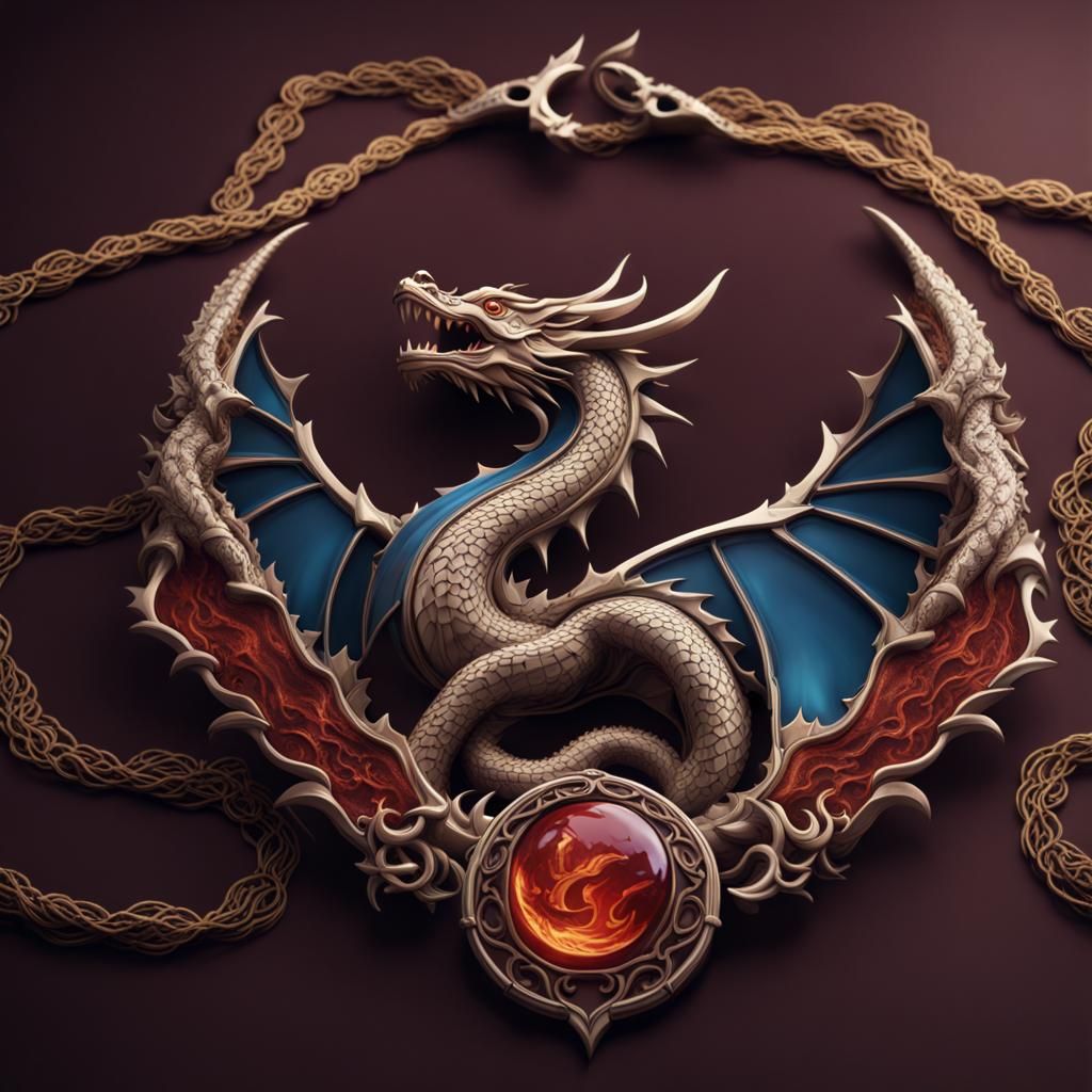 Dragon Symbol Necklace: Detailed Fantasy Art
