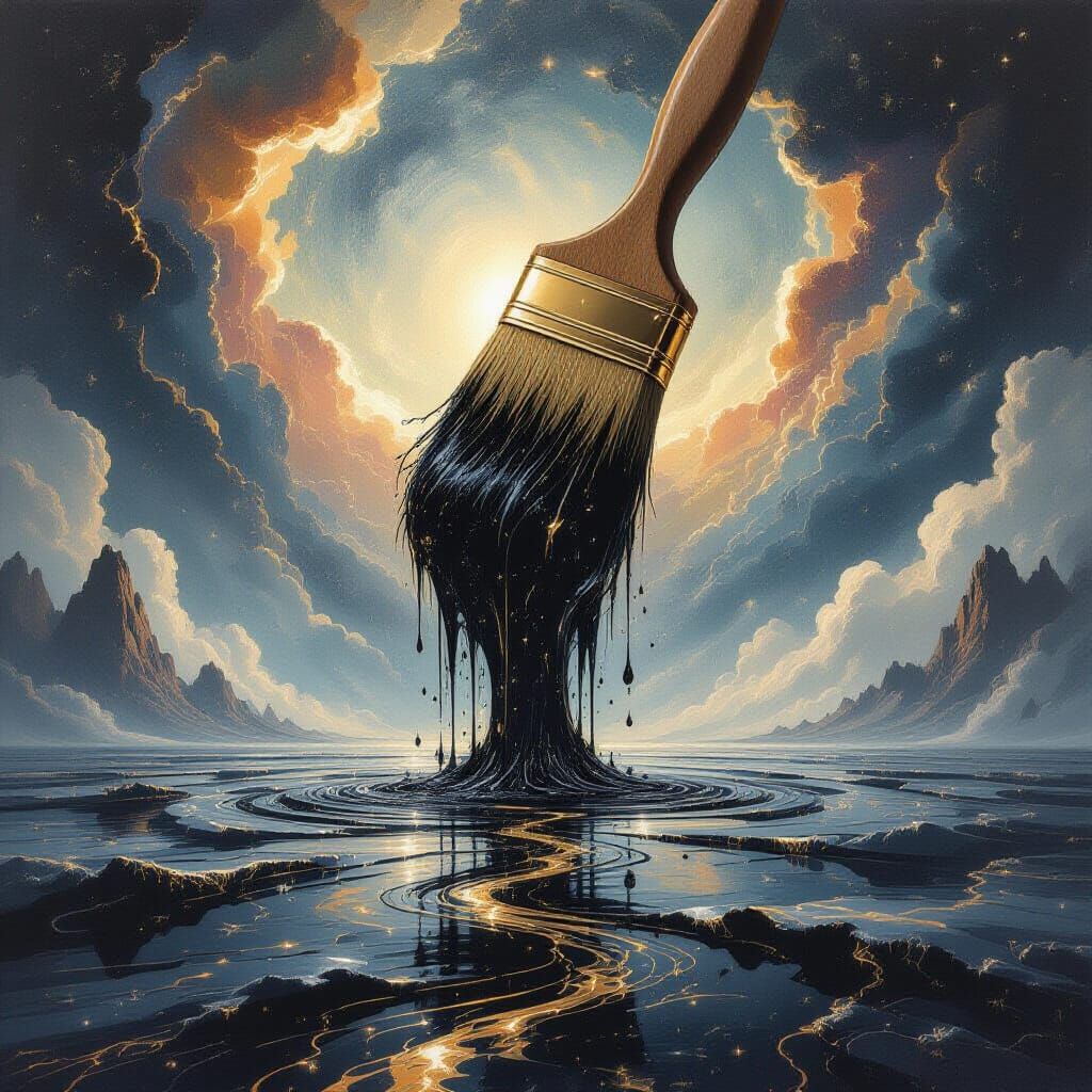 Cosmic World Birth Painted in Living Ink