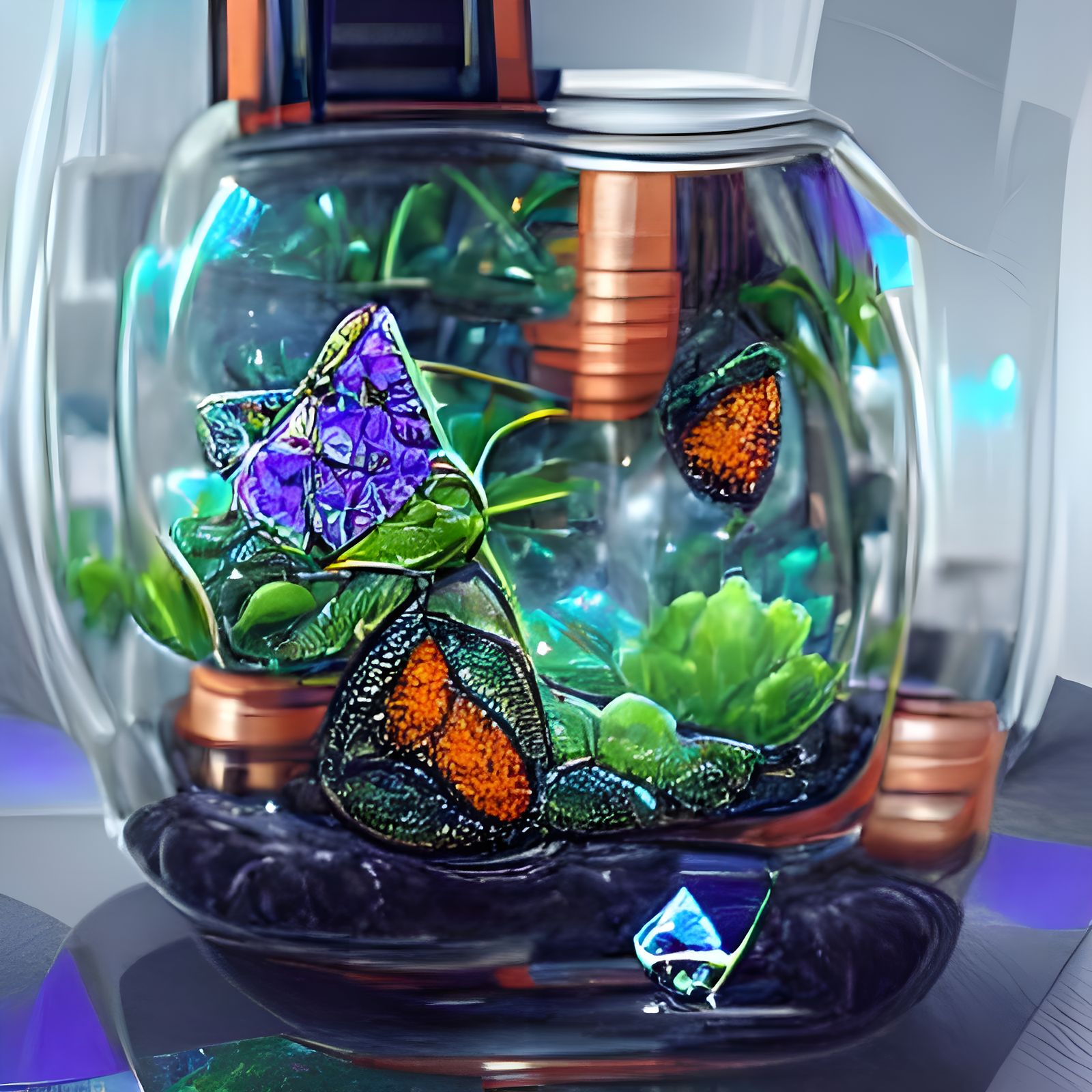 Terrarium with Butterflies in Astral Illustration