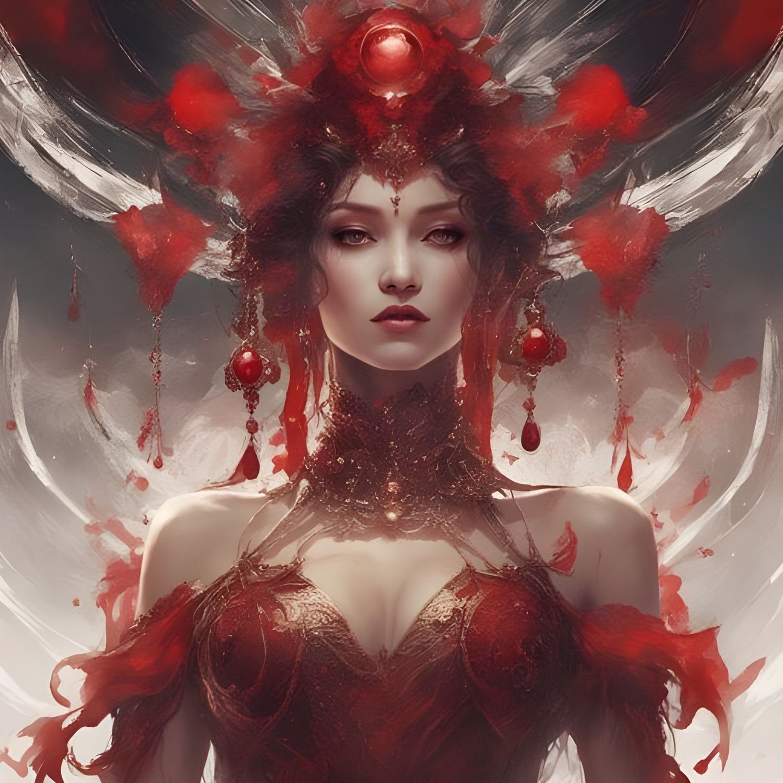 Jeweled Woman with Roses in Regal Style