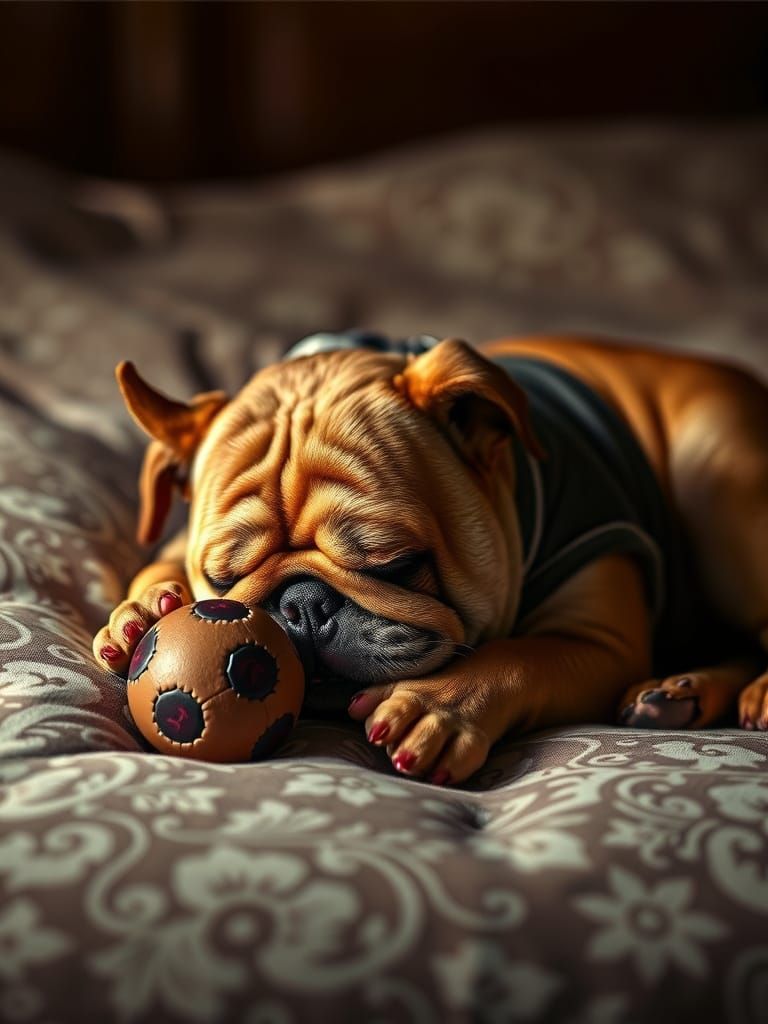 Chubby Bulldog Enjoys Cinematic Cozy Slumber