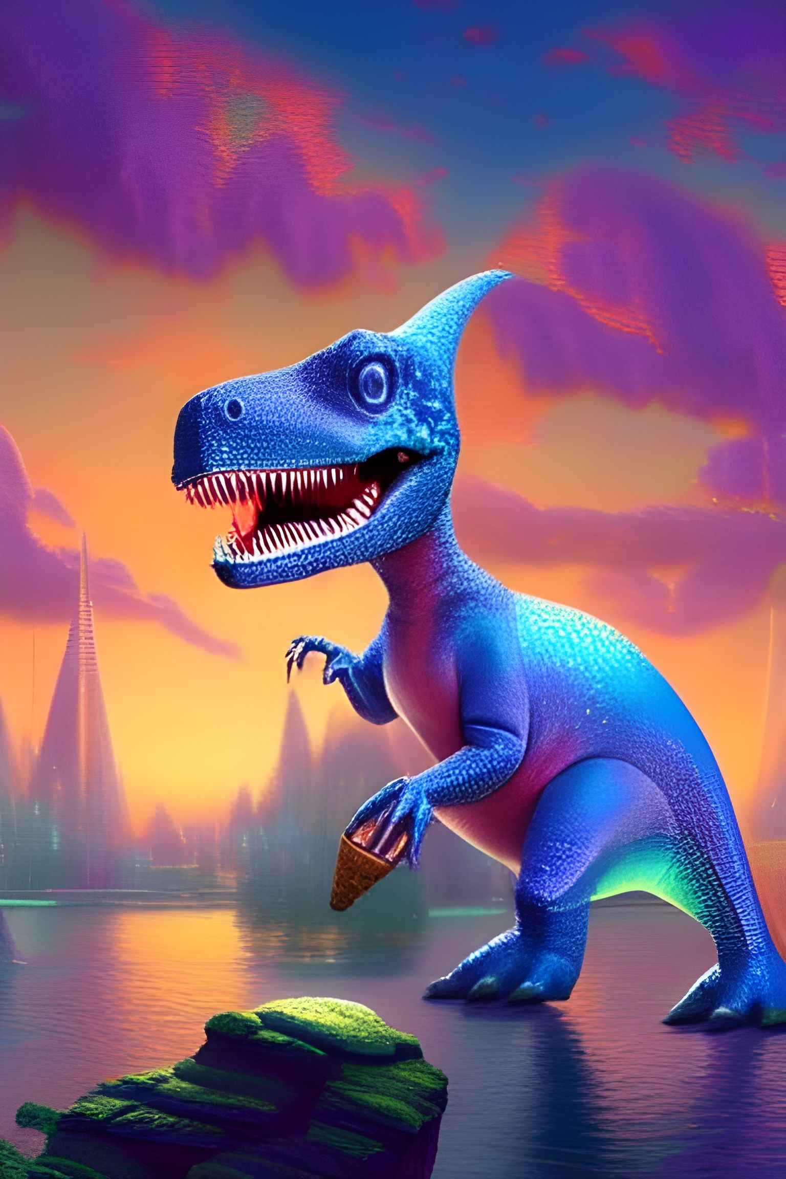 Candy Throne Dino with Ice Cream, Art Nouveau