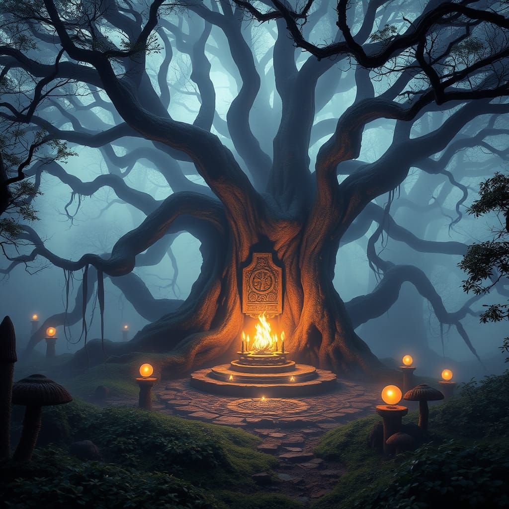 Sacred Baltic Grove Illuminated by Ethereal Glow