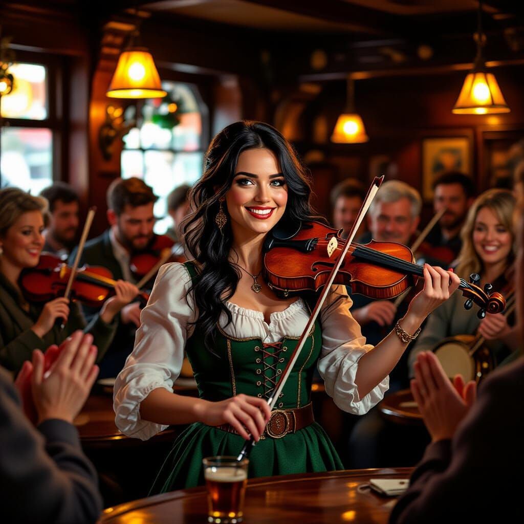 Lively Irish Pub Scene in Digital Painting Style