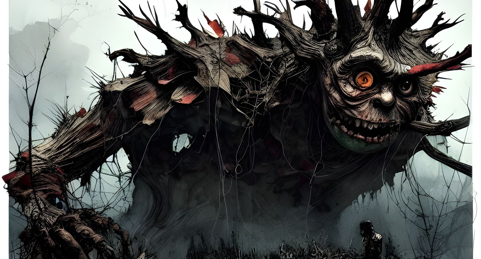 Sinister Monster Emerges: A Digital Watercolor Illustration