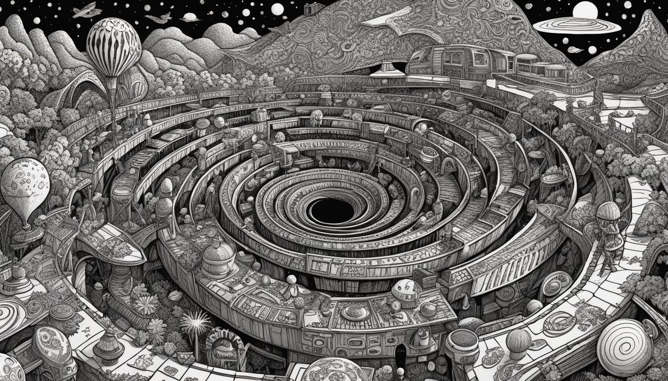 Steampunk MC Escher Masterpiece: Whimsical Starship Adventur...