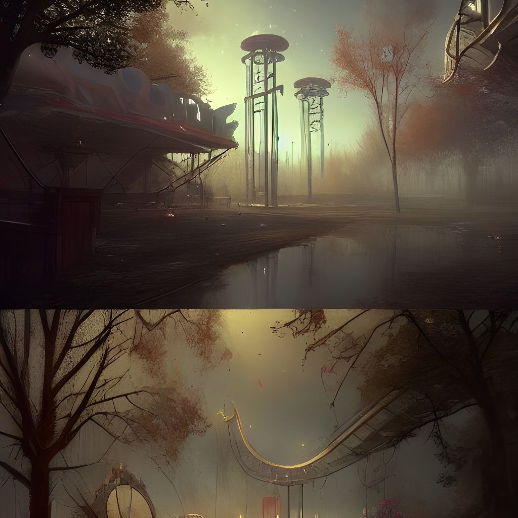 Abandoned Amusement Park: Dark Fantasy Masterpiece