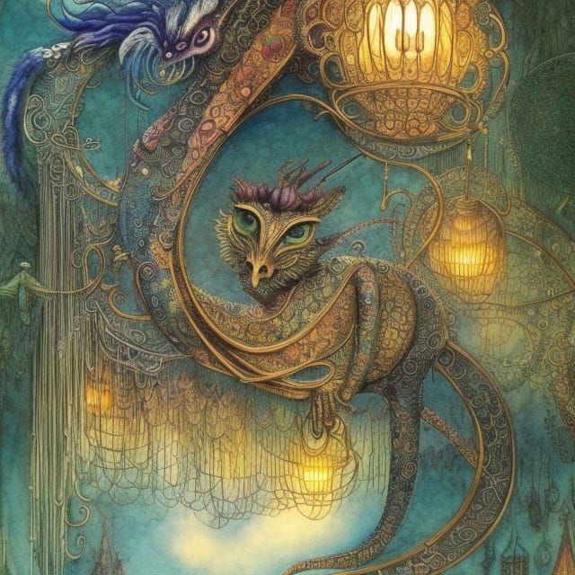 Melancholy Dragon in Edwardian Carnival Cage