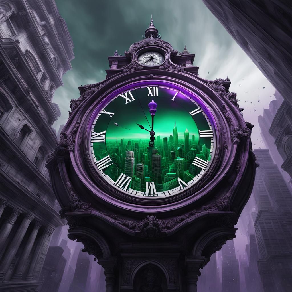 Cyberpunk City in Clockwork Crystal: Hyperrealistic Splash A...