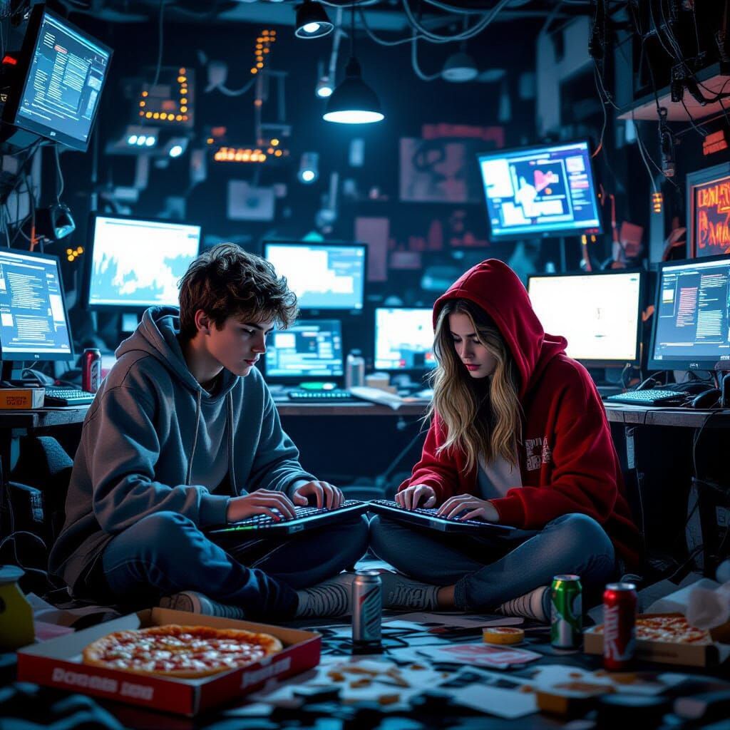 Teenage Hackers in a Cyberpunk-Inspired Environment