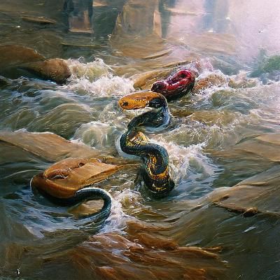 River Snakes in Oil Painting Style