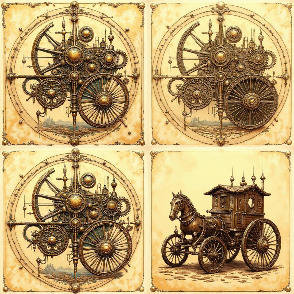 Da Vinci Style Steampunk Automaton Diagrams