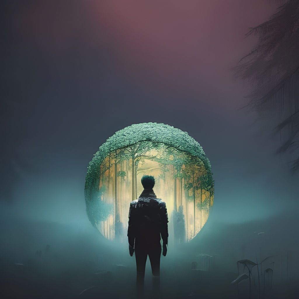 Dystopian Flower Garden in Glass Box: Surreal Digital Art