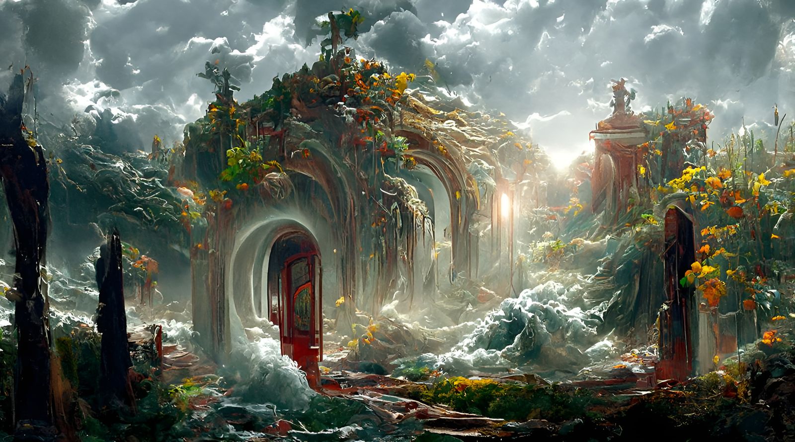 Mythological Garden and Destiny's Path in Hyperrealism