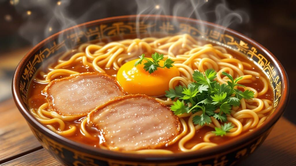 Savory Anime Ramen Scene in Vibrant 3D