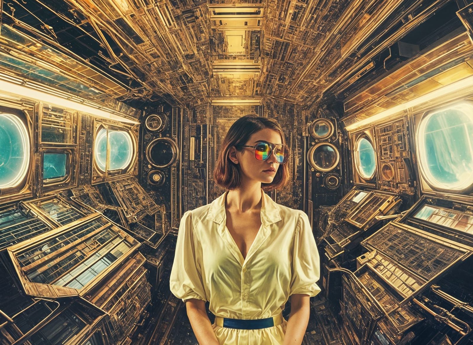 Retro-Futuristic Double Exposure: Vintage Meets Future
