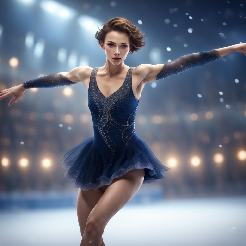 Figure Skater in Motion: Detailed Digital Matte Painting