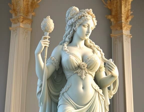 Rococo Sculpture of Goddess Venus Holding Apple