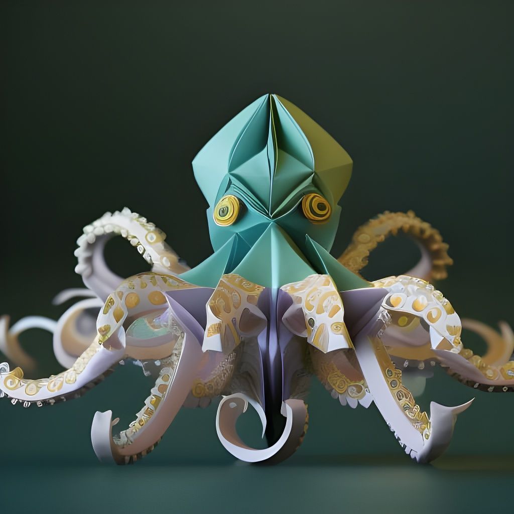 Ornate Origami Octopus in Disney Style