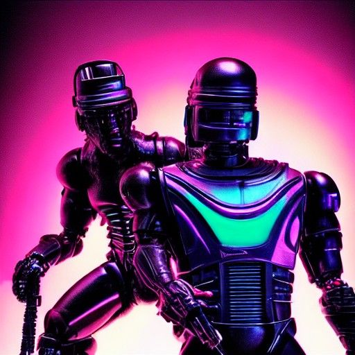Predator vs Robocop: Synthwave Neon Retro Showdown