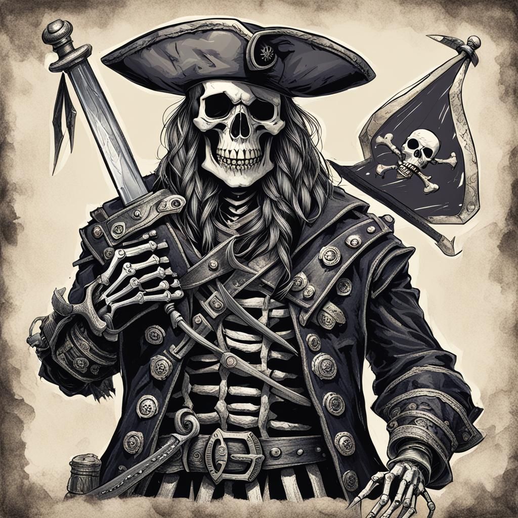 Grim Skeleton Pirate Lord of the Sea