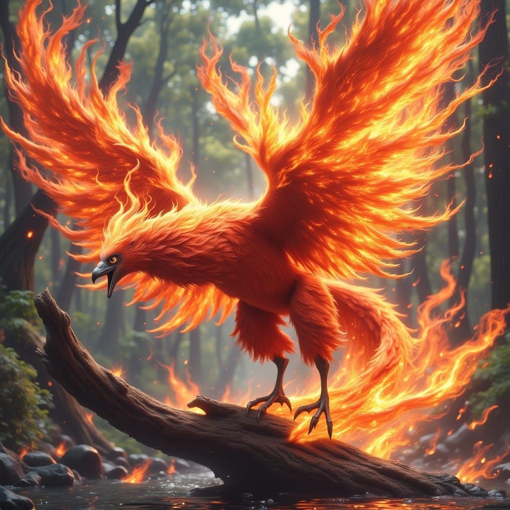 Phoenix in Fiery Fantasy