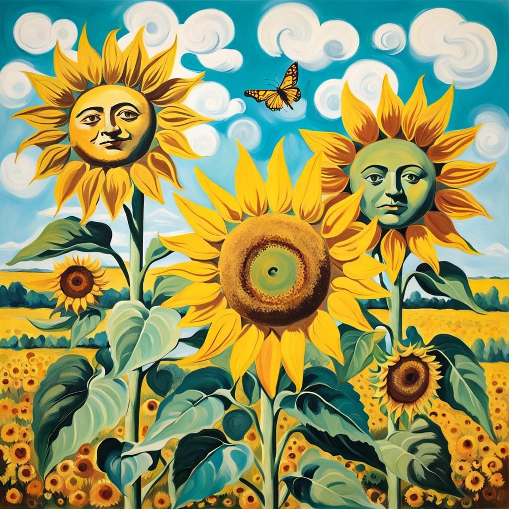Whimsical Sunflower Inspired by Modern Masters