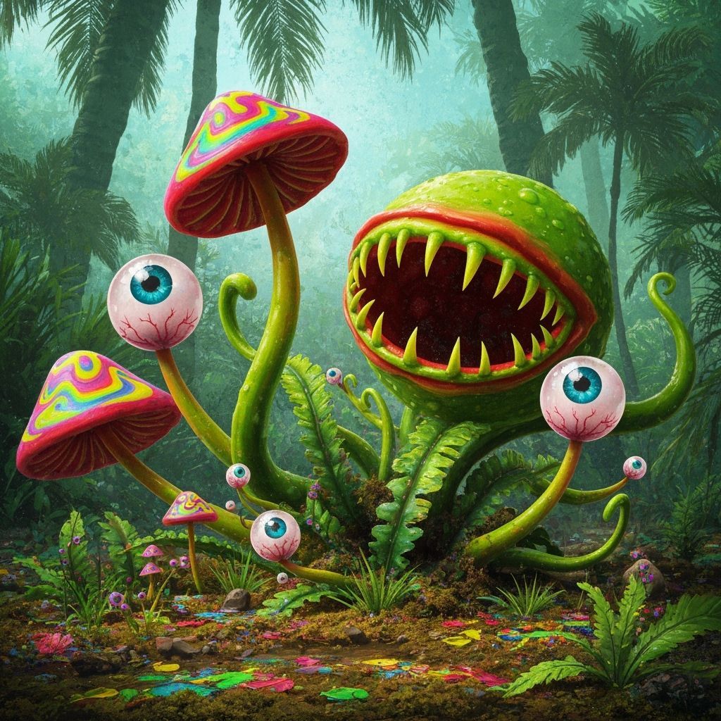 Psychedelic Carnivorous Plant in Island Forest