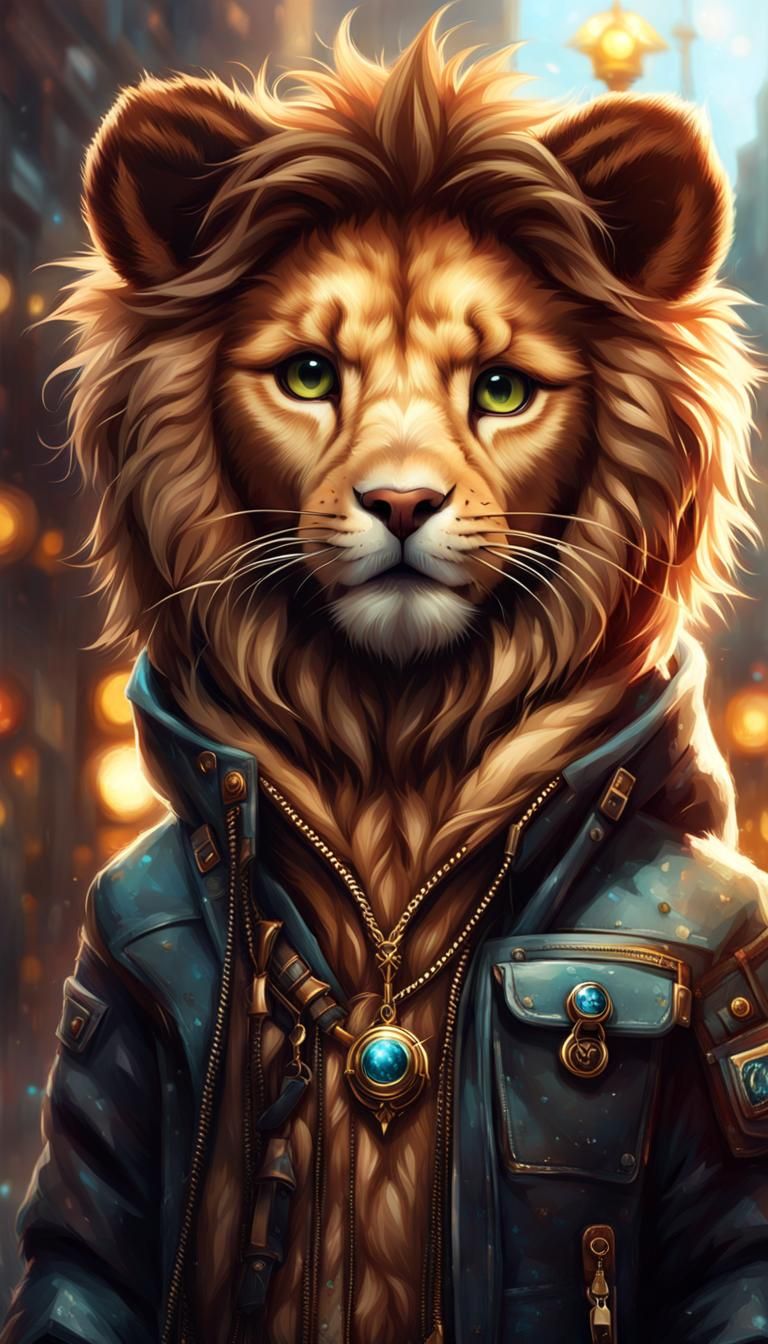 Chibi Furry Lion Portrait in Detailed 3D