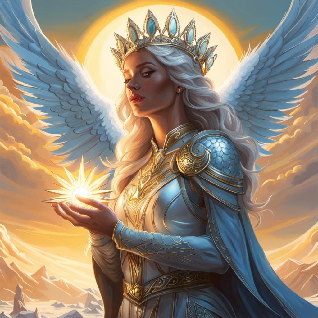 Ice Queen Portrait with Wings and Halo