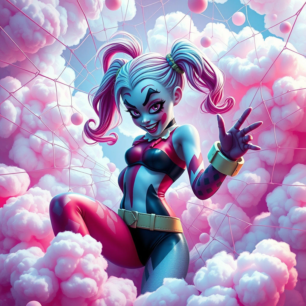 Harley Quinn in Candyland: A Digital Illustration