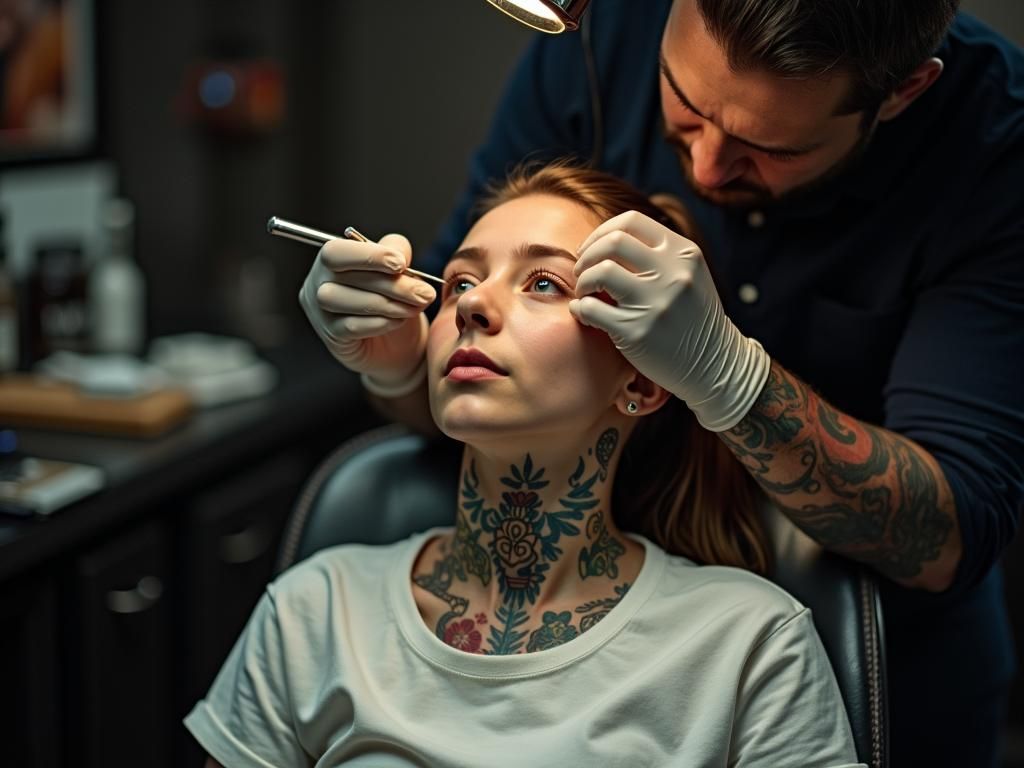 Dramatic Face Tattoo Scene in Cinematic Style