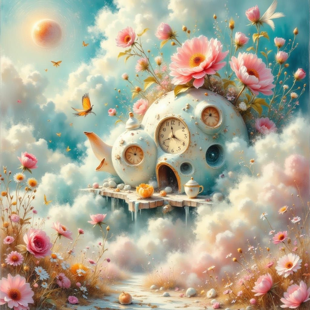 Surreal Dreamscape in Pastel Colors with Airbrush Effect