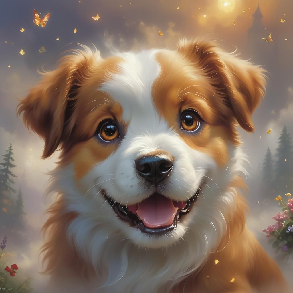 Adorable Puppy in Ethereal Fantasy Style