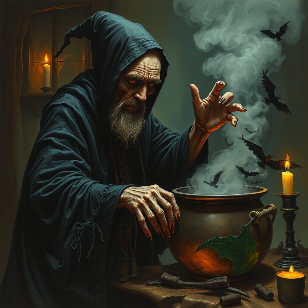 Eerie Voodoo Queen Mixing Potions