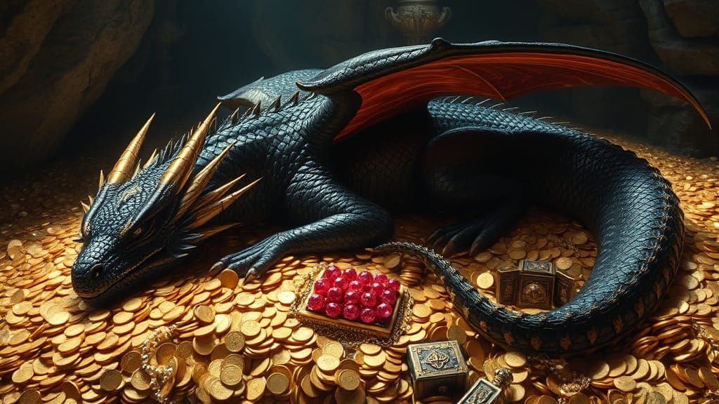 Dragon Sleeping on Gold: A Breathtaking Treasure Hoard