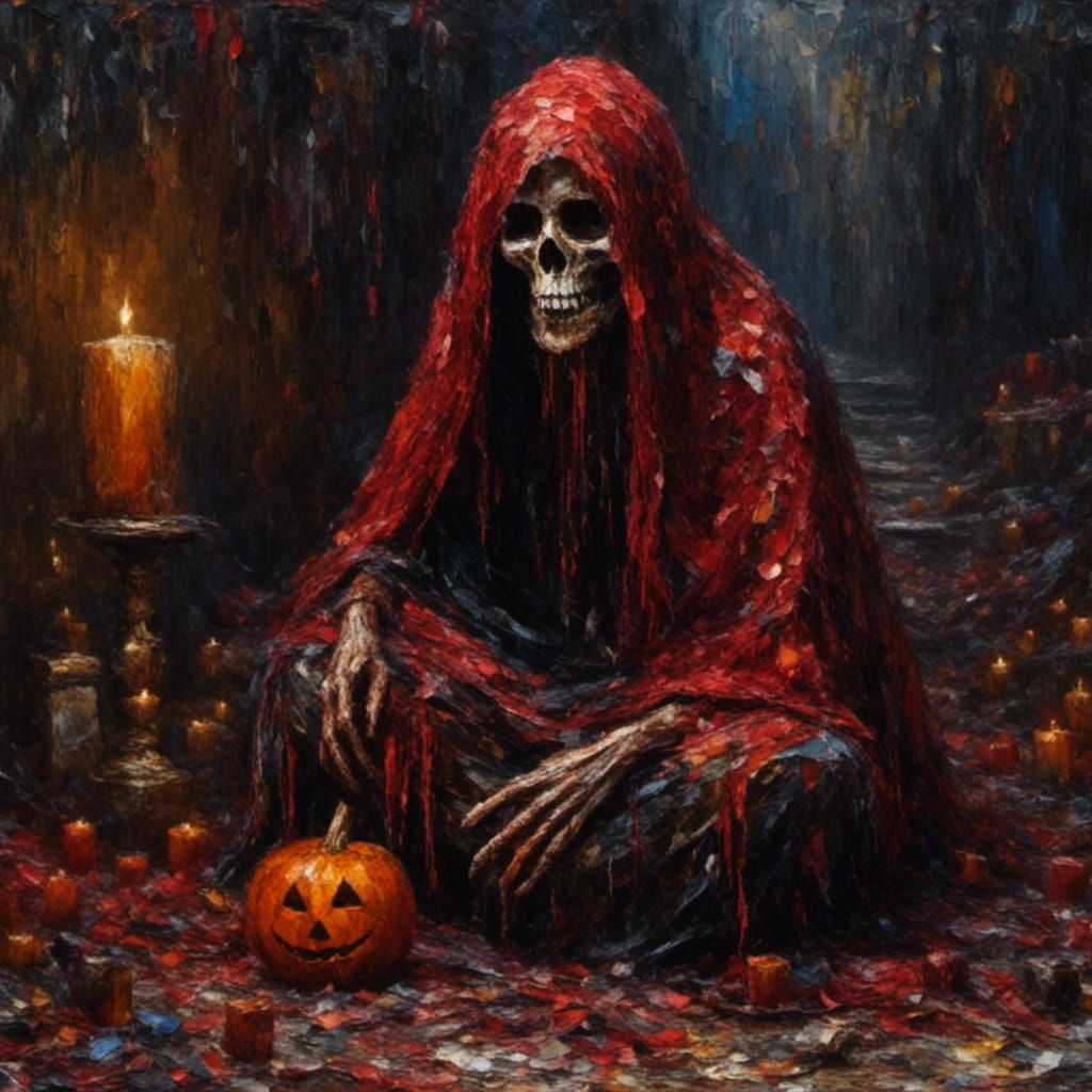Creepy Halloween Beggar in Impasto Style