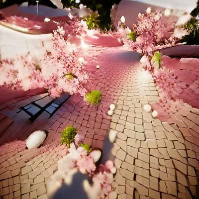 Cherry Blossom Pathway Rendered in Unreal Engine