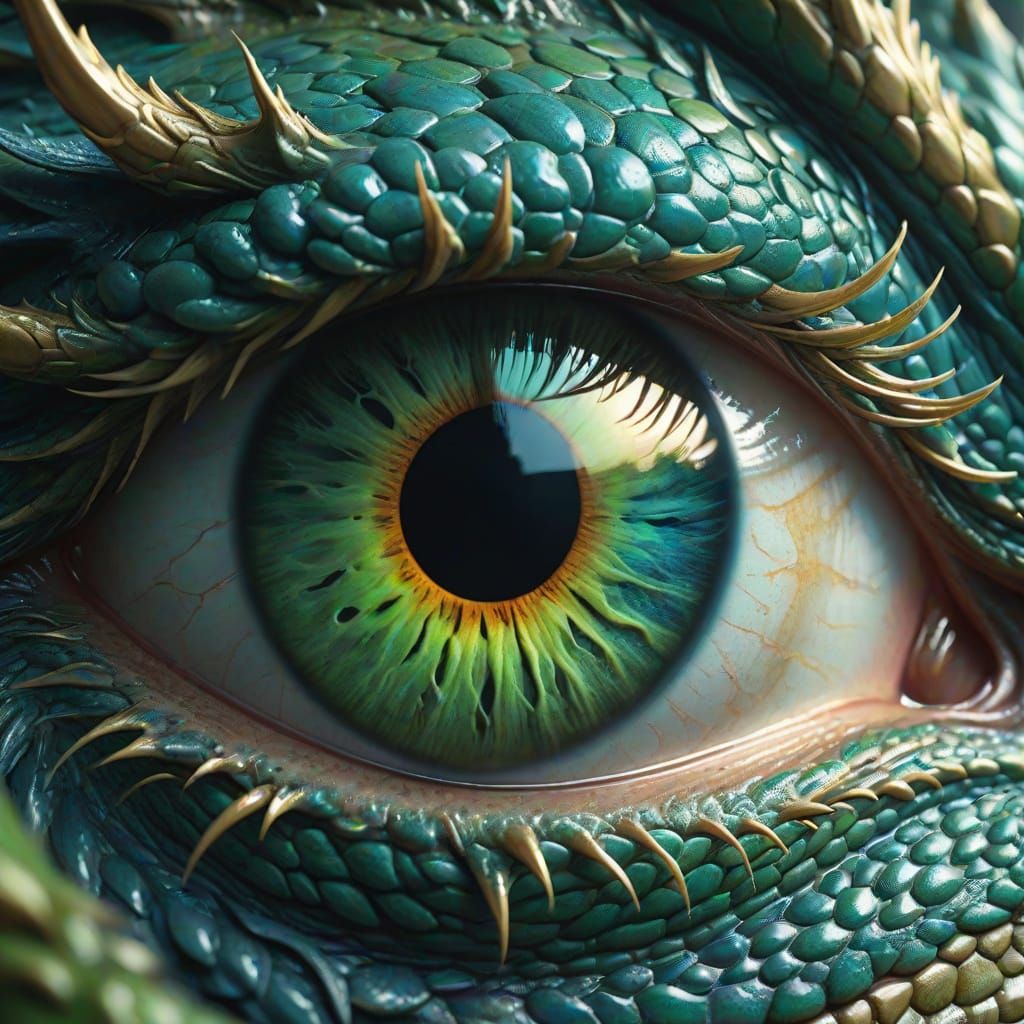 Vibrant Green Dragon Eye in Cinematic Detail