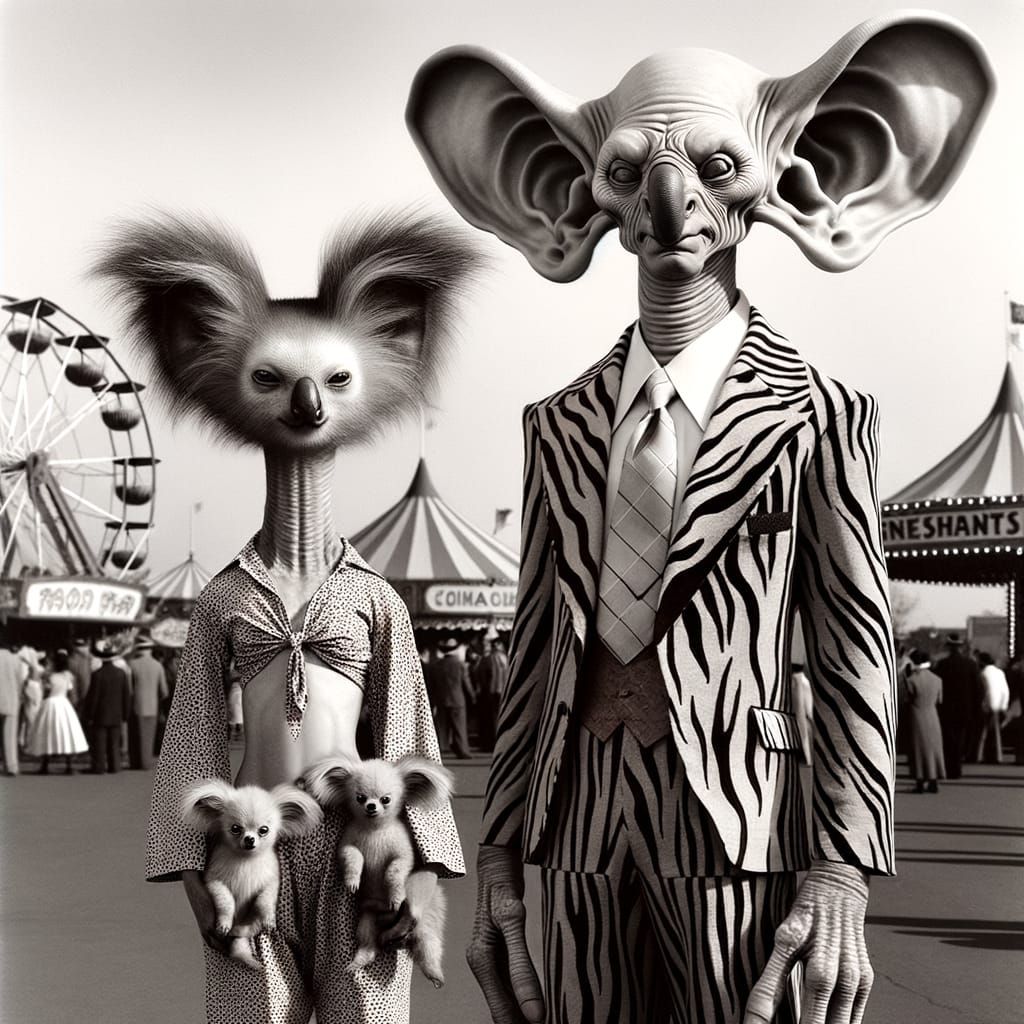 Bizarre Carnival Couple in Vintage Photo Style