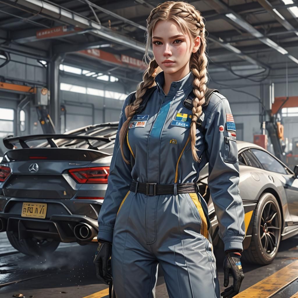 Supermodel Lifts Car: 3D Anime Art