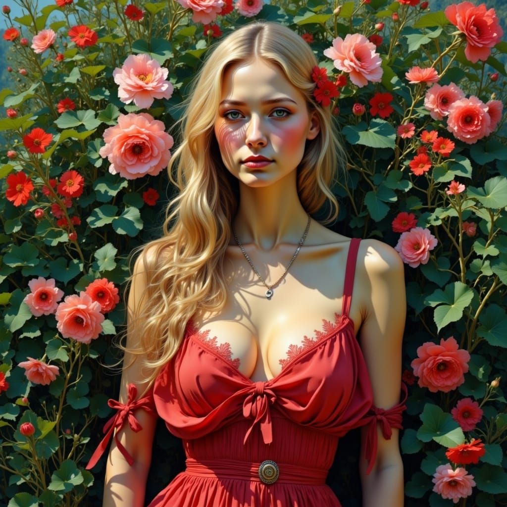 Eudoxia Lopukhina in a Vibrant Spring Garden