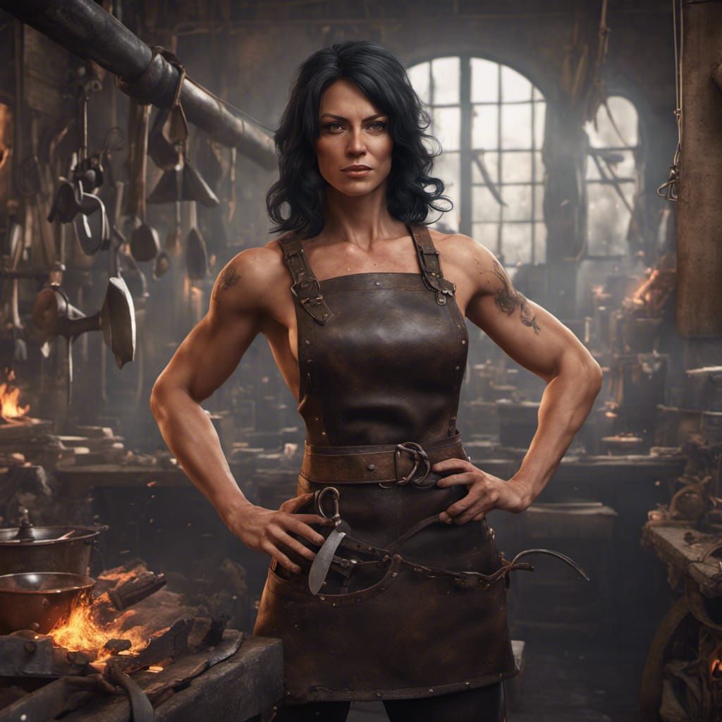 Muscled Blacksmith: Detailed Matte Painting