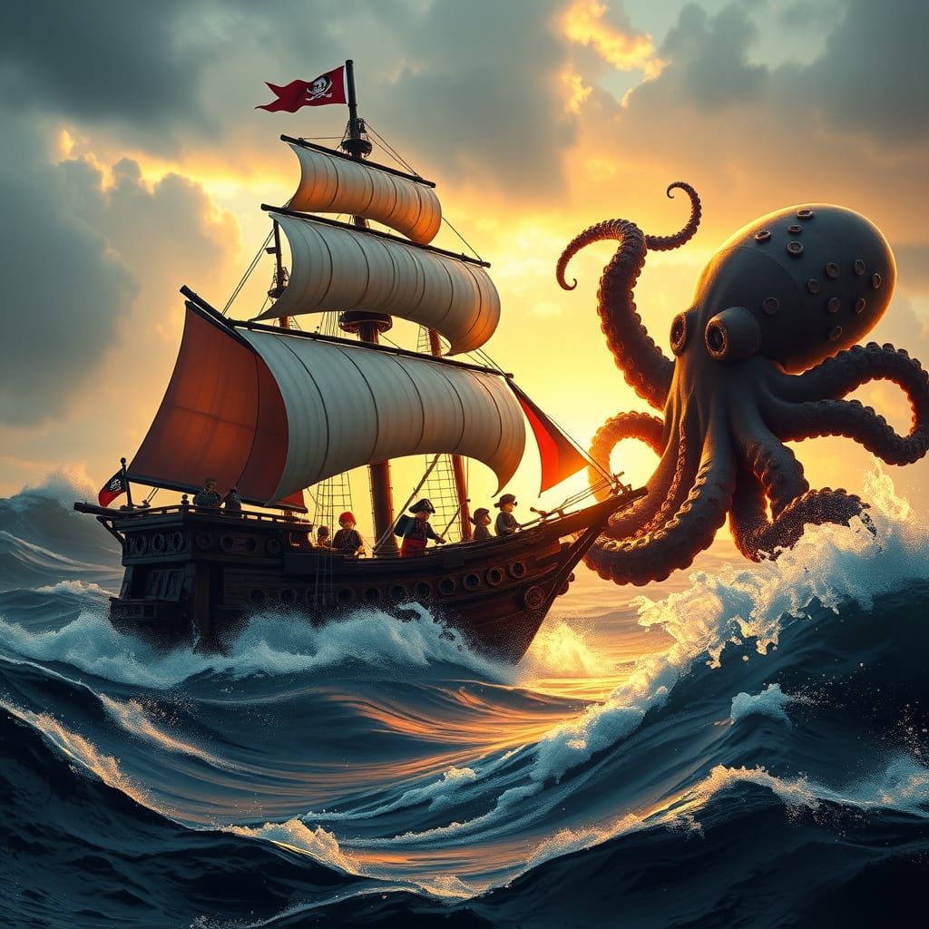 Majestic Lego Pirates Battle a Colossal Octopus in a Futuris...
